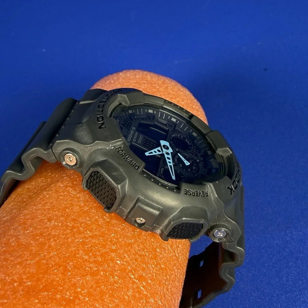 Casio G-Shock 5081 GA-100C Charcoal Blue Hands Analog Digital Watch Face